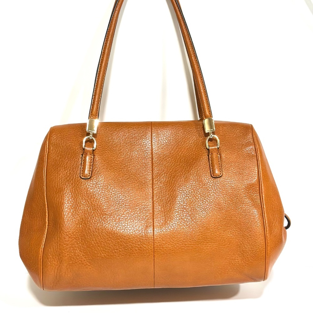Coach Madison Madeline Large Brown Leather Bag Satchel Front Turn Lock Pocket - Picture 4 of 16